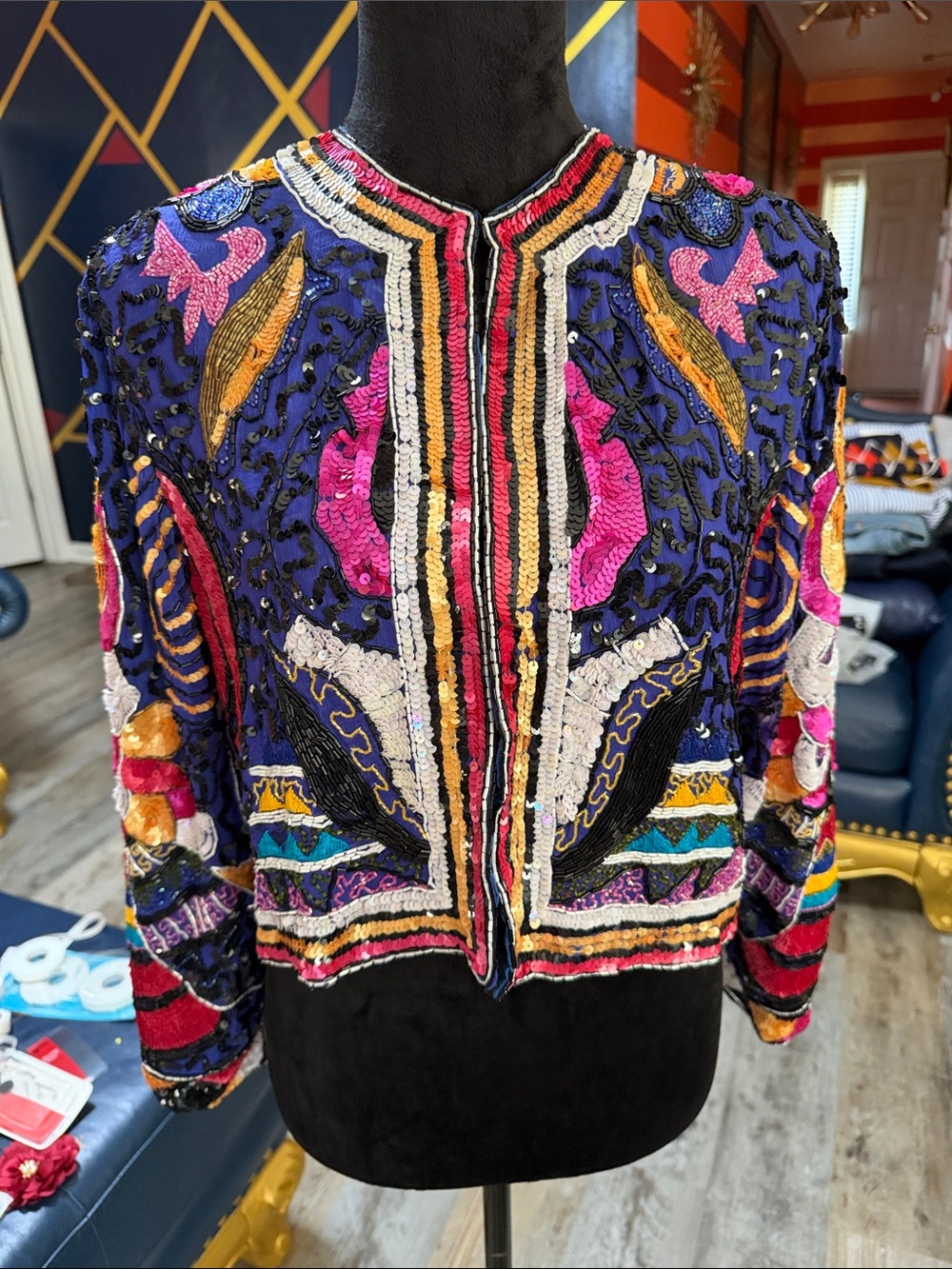 Vintage Embellished Beaded Multicolor Jacket-Statement Piece